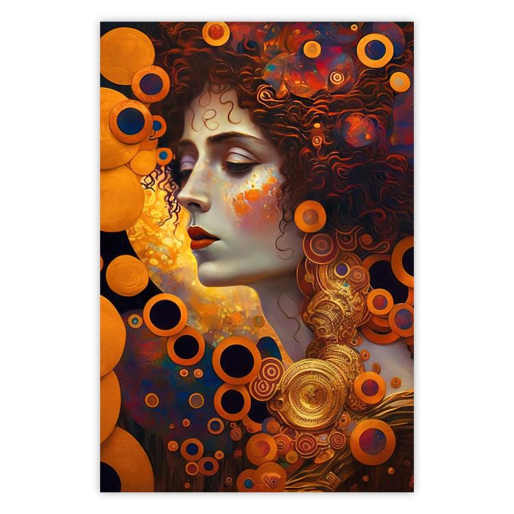 Poster A Pensive Woman - A Portrait Inspired by the Works of Gustav Klimt