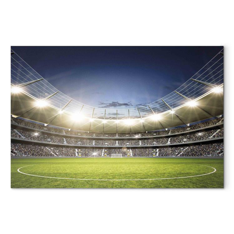 Canvas Print Football Stadium - Illuminated Pitch and Stands Before the Final Match