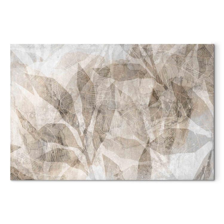 Canvas Print Shadow Abstraction - Interwoven Shapes and Beige Outline of Leaves