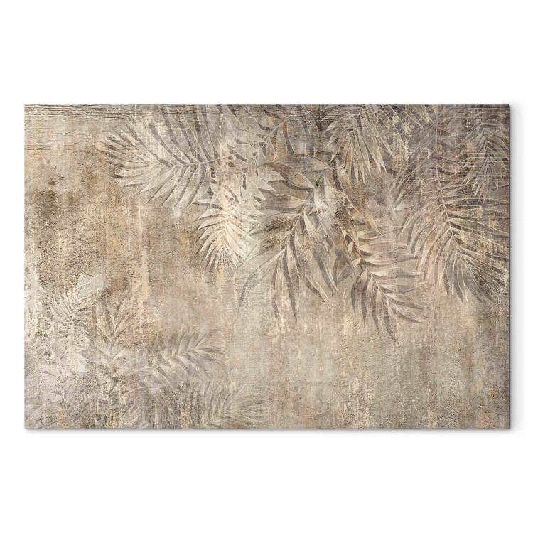 Canvas Print Sketch of Palm Leaves - Beige Composition With a Plant Motif