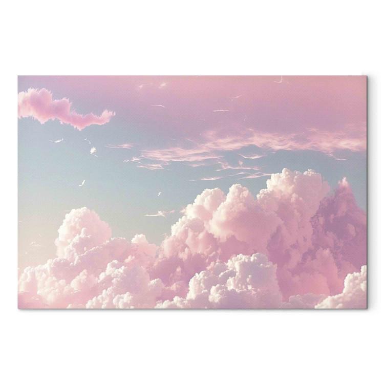 Canvas Print Sky Landscape - Subtle Pink Clouds on the Blue Horizon