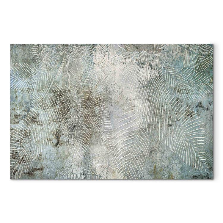 Canvas Print Concrete Background - Linear Composition of Leaves on a Raw Surface