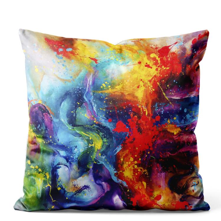 Velor Pillow Swirl of Paint - A Colorful Abstraction That Mimics the Explosion of Colors on Material