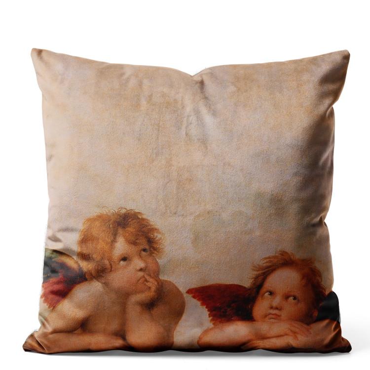 Velor Pillow Pensive Cupids - Composition With Two Winged Figures