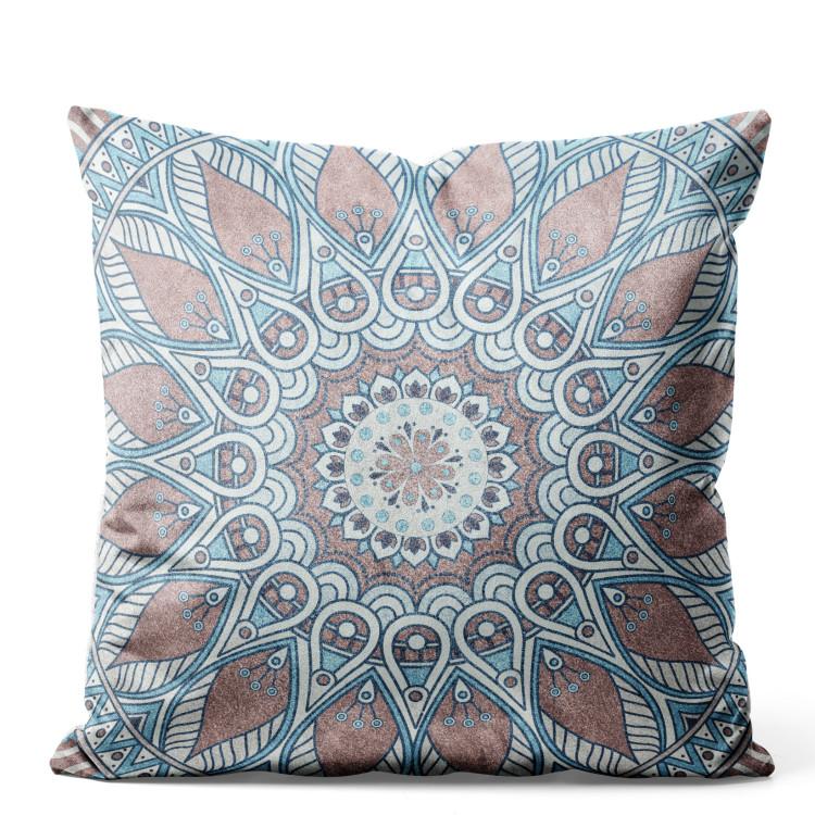 Velor Pillow Bluish Mandala - Decorative Composition With Oriental Ornamentation