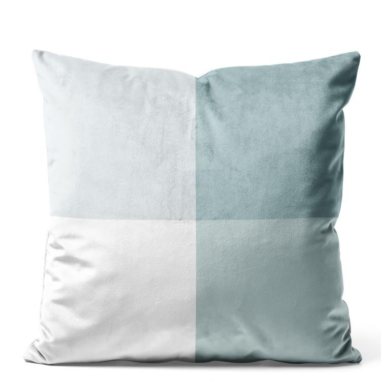 Velor Pillow Blue Squares - Geometric Composition With Different Shades