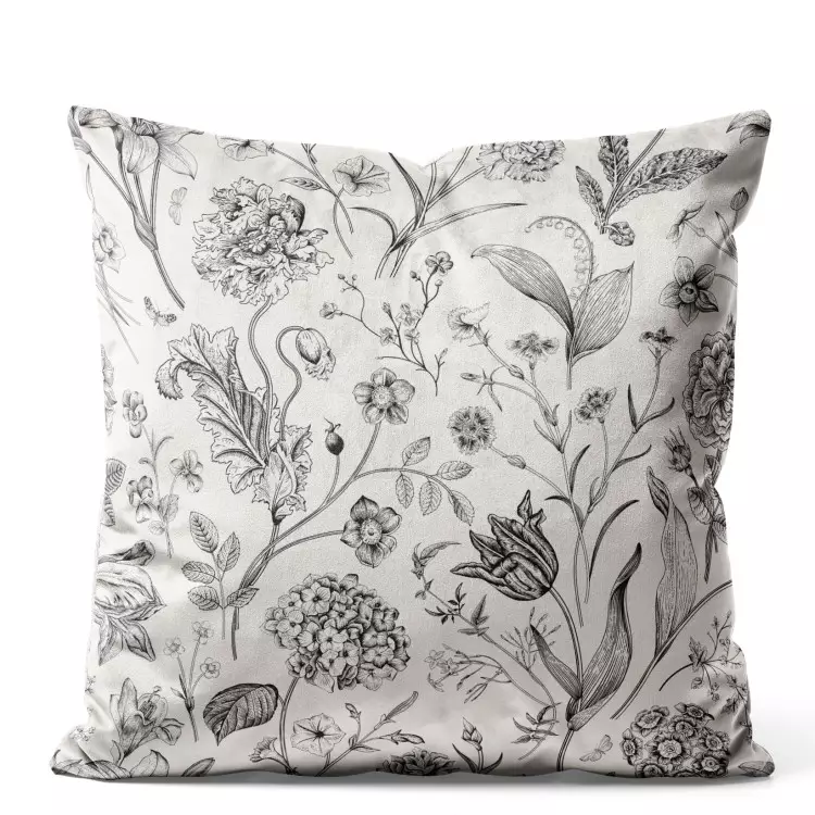 Botanist’s Journal - Black and White Composition With Meadow Flora