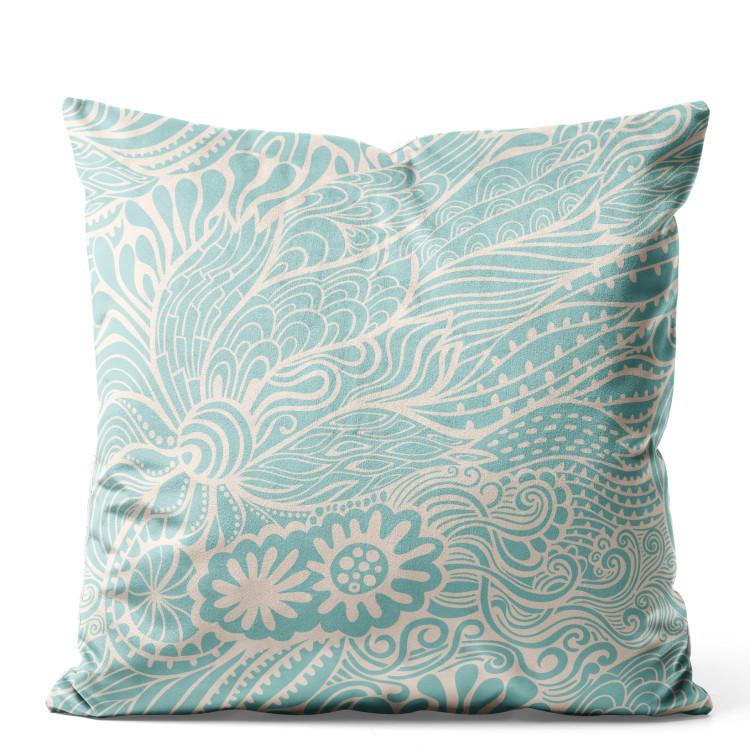 Velor Pillow Turquoise Pattern - Abstract Composition With Organic Shapes