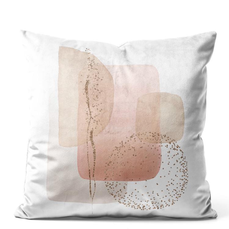 Velor Pillow Delicate Geometry - Pinkish Abstraction in Watercolor Technique
