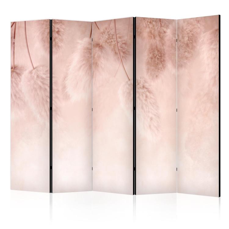 Room Divider Pastel Plants - Fluffy Flowers in Boho Style on a Pink Background II [Room Dividers]