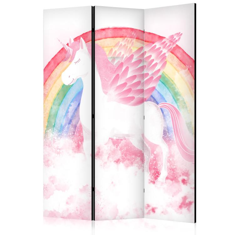 Room Divider Pink Power - A Unicorn With Wings and a Rainbow on a Background of Clouds [Room Dividers]