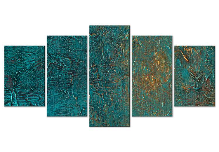 Canvas Print Azure Mirror - Dark Green Abstraction With Bright Accents
