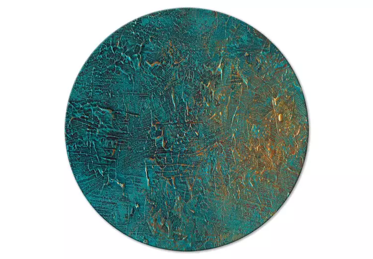 Round Canvas Print Azure Mirror - Dark Green Abstract With Shiny Elements