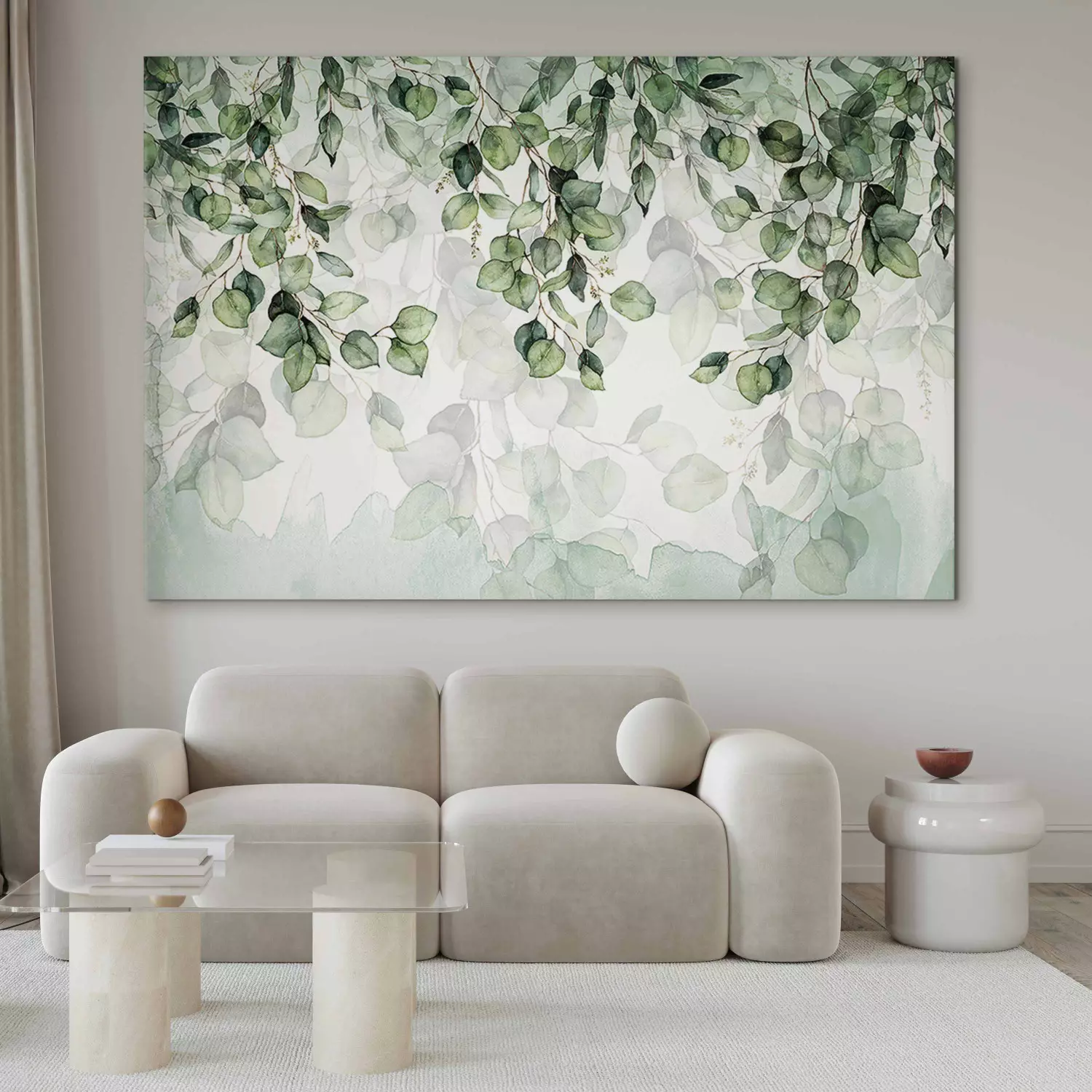 Large XXL canvas print Lightness of Leaves Watercolor Composition With Green Plants Large Format bimago