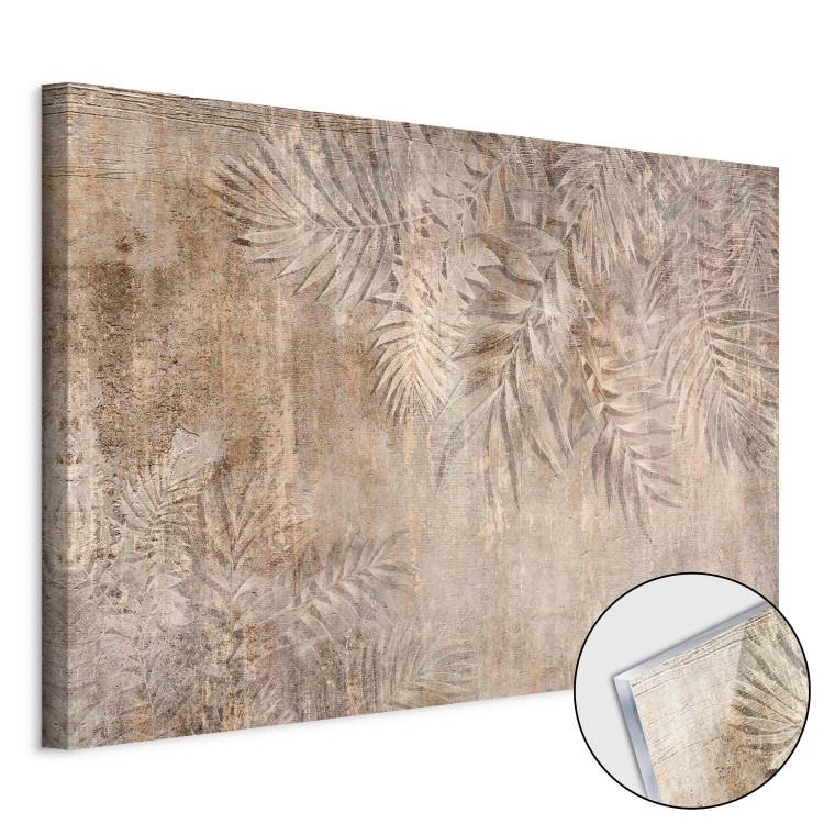 Acrylic Print Sketch of Palm Leaves - Beige Composition With a Plant Motif [Glass]