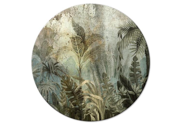 Round Canvas Print Jungle - Exotic Forest on the Coast in Natural Green Colors