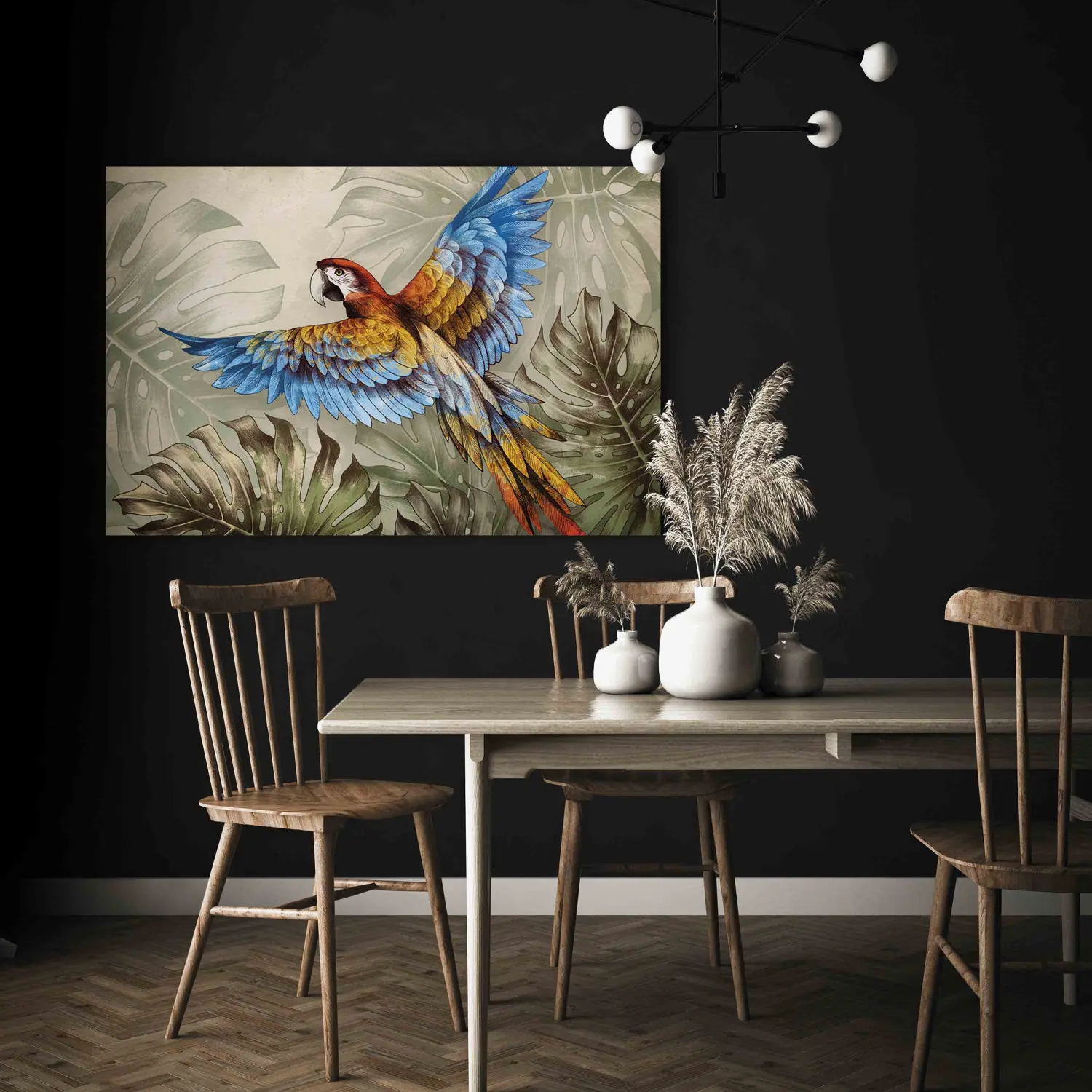 Large canvas print Parrot in the Jungle - A Colorful Bird Among