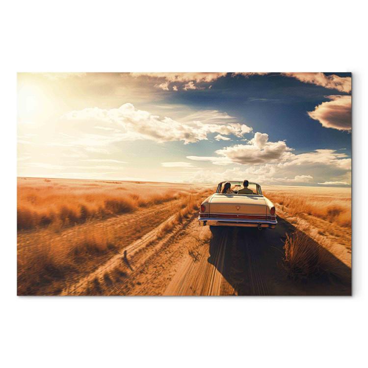 Canvas Print A Couple on a Journey - An American Expedition on Endless Roads
