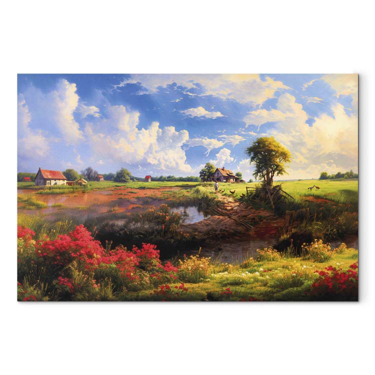 Canvas Print Rural Idyll - Landscape of the Polish Countryside in Warm Autumn Colors