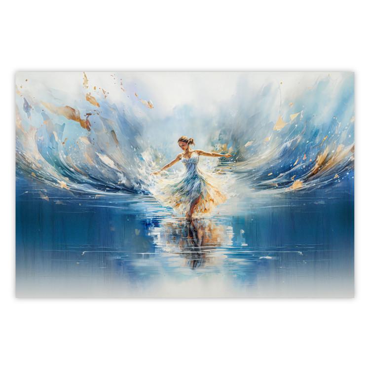 Poster The Beauty of Dance - A Ballerina Dancing in the Middle of a Blue Lake