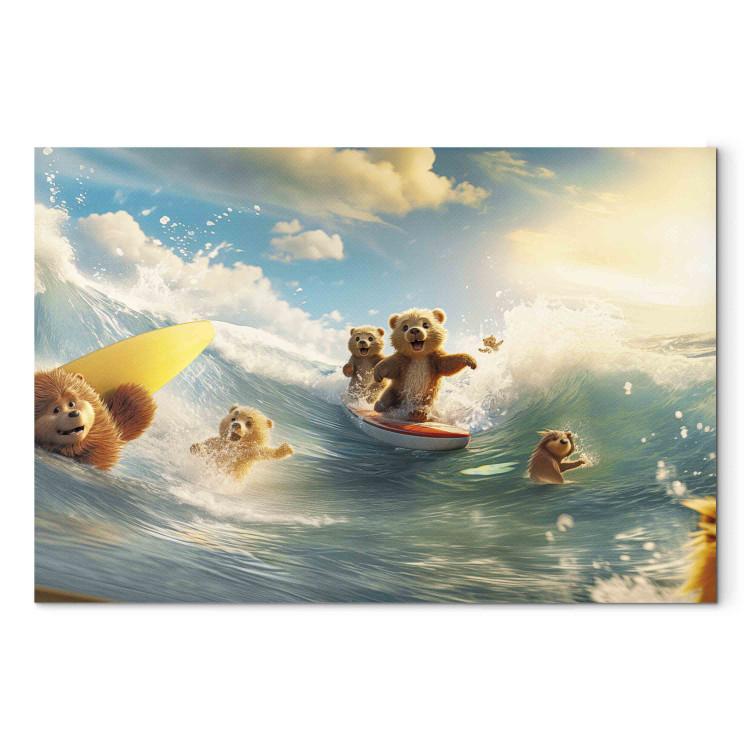 Canvas Print Floating Animals - Summer Vacation Time Spent Surfing the Waves