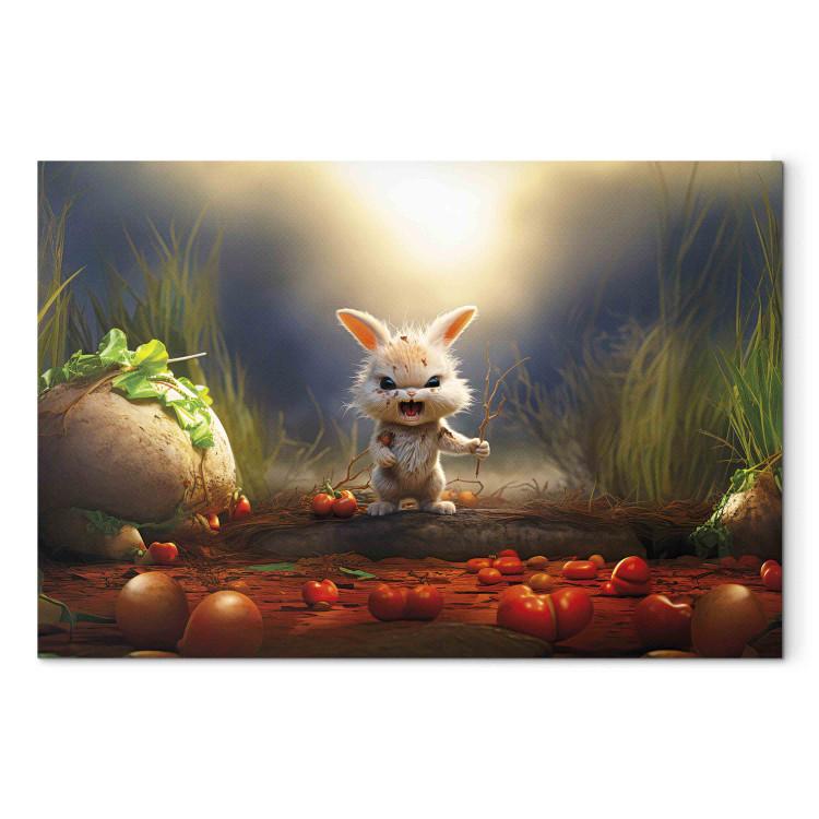 Canvas Print Garden Robber - A Small Rabid Bunny Hunting for Vegetables