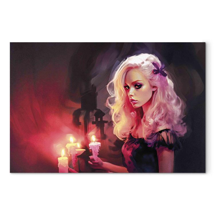 Canvas Print Girl With a Candle - A Young and Mysterious Adept of Black Magic