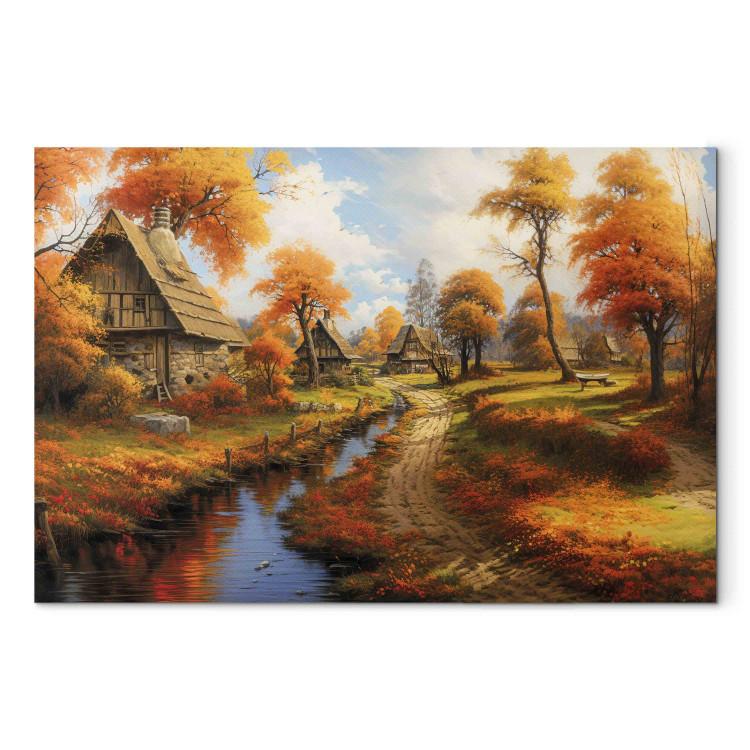 Canvas Print A Small Medieval Town - A Picture of the Polish Countryside During Autumn