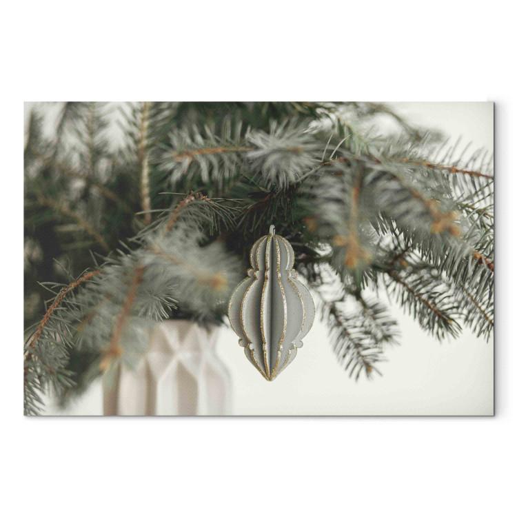 Canvas Print Christmas Decoration - Paper Ornament on Spruce Branches