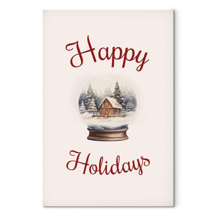 Canvas Print Christmas Land - Watercolor Illustration of a Snow Globe With a House