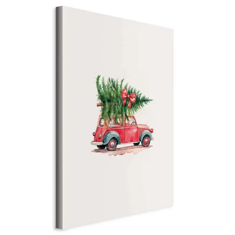 Art Print Christmas Transport - Watercolor Illustration of a Car With a ...