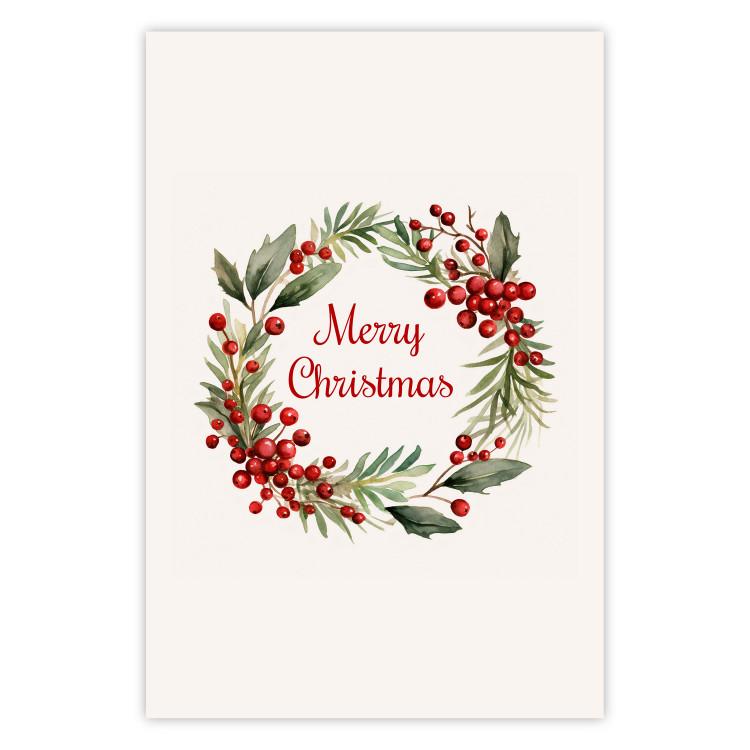 Poster Christmas Garland - English Inscription Surrounded by Plants