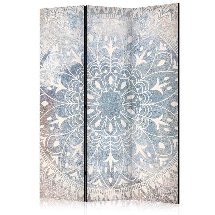 Room Divider Mandala - Bright Cream-Colored Ornament on a Blue Background [Room Dividers]