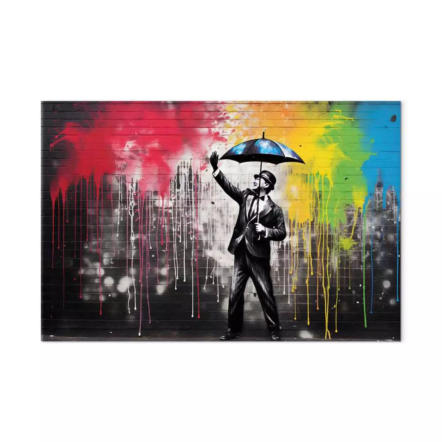 Singin in the Rain Colorful Graffiti in the Style of Banksy