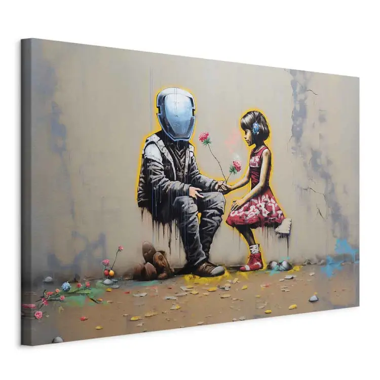Meeting AI - Futuristic Colorful Graffiti in the Style of Banksy