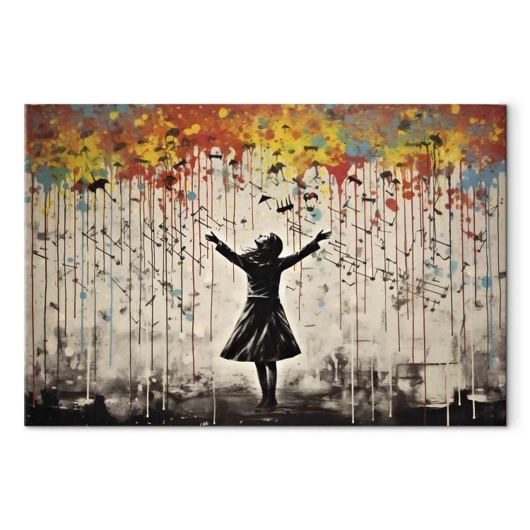 Canvas Print Rain Song - Colorful Graffiti Inspired by Banksy