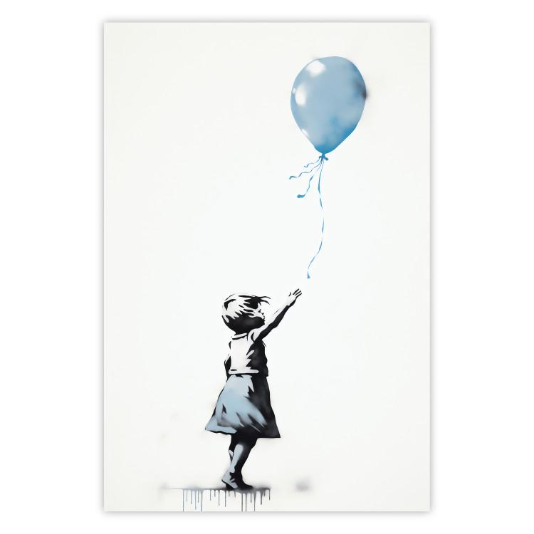 Poster Blue Balloon - A Child’s Figure on Banksy-Style Graffiti
