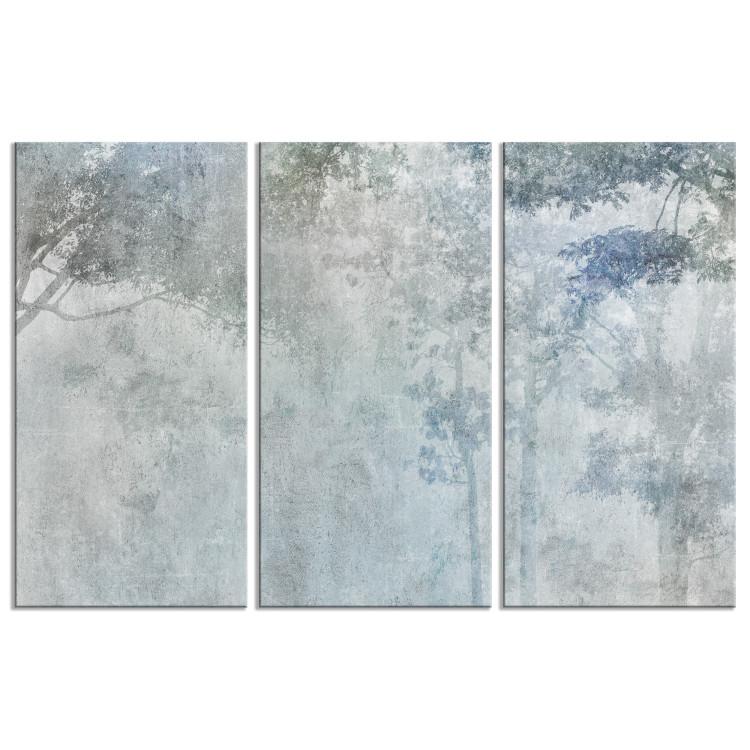 Canvas Print Trees in a Misty Aura - Nature in Blue-Gray Tones