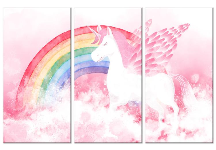 Canvas Print Pink Unicorn Power - Rainbow Composition With an Animal