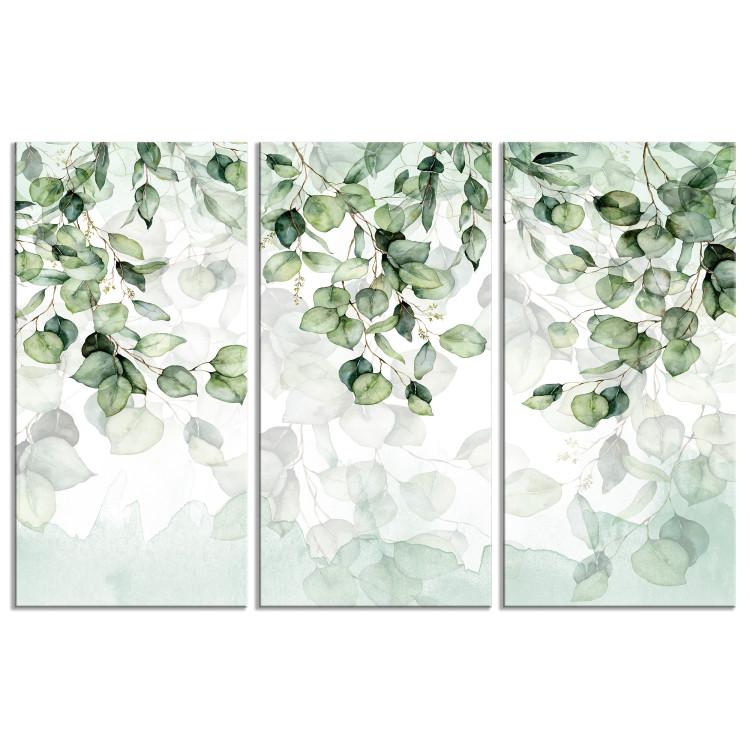 Canvas Print Lightness of Leaves - Delicate Green Composition With Twigs