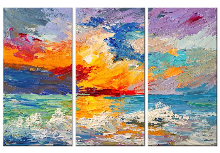 Canvas Print Seascape - Painted Sunset in Vivid Colors