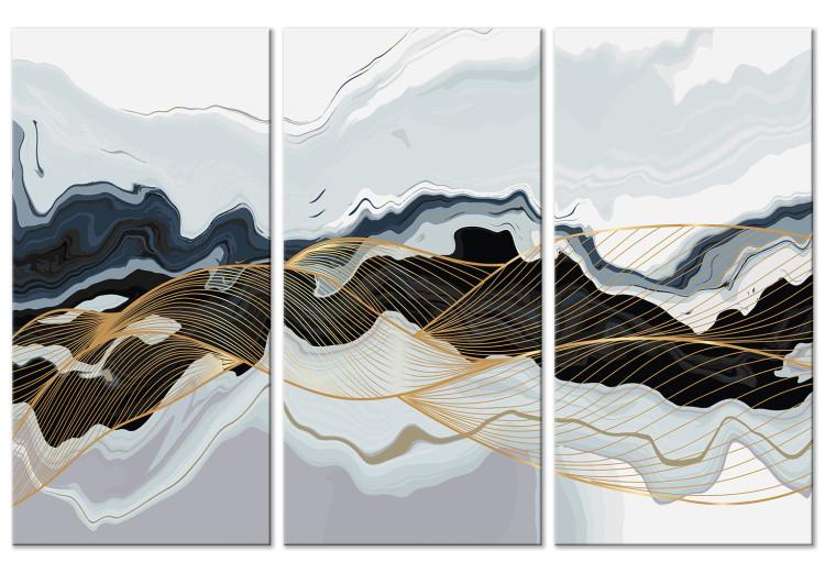 Canvas Print Gray Abstraction - Shimmering Waves of Color and a Shimmering Current of Color