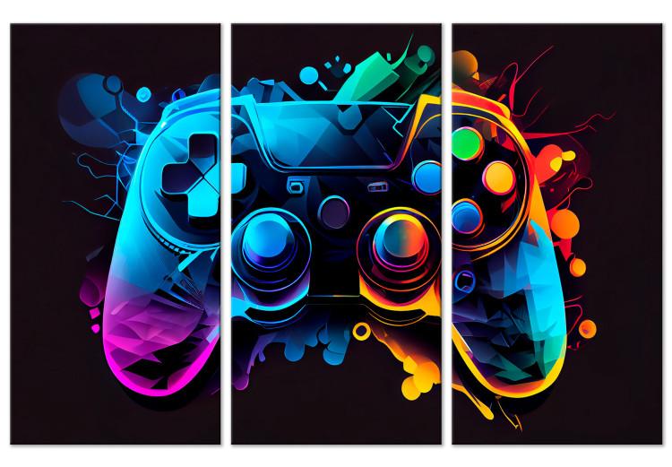 Canvas Print Colorful Gameplay - Gaming Controller With Multicolored Backlighting