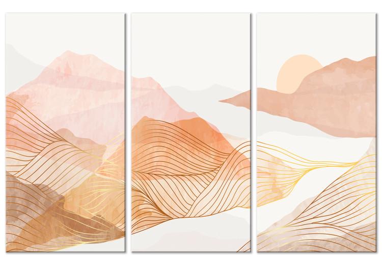 Canvas Print Abstract Mountains - Delicate Landscape in Honey Colors