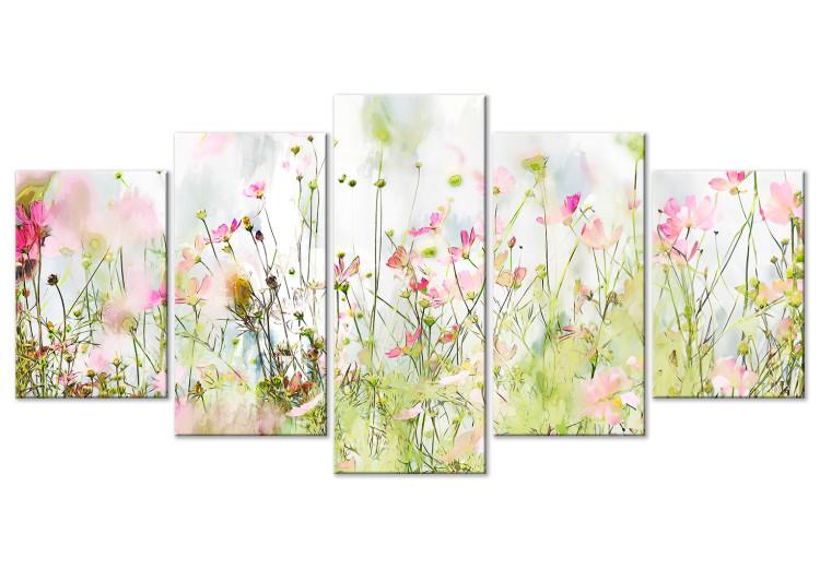Canvas Print Flowery Meadow - Field Vegetation in Spring’s Bright Glow