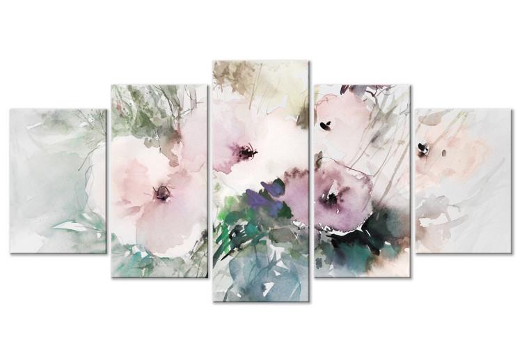 Canvas Print Floral Composition - Watercolor Bouquet Full of Flowers