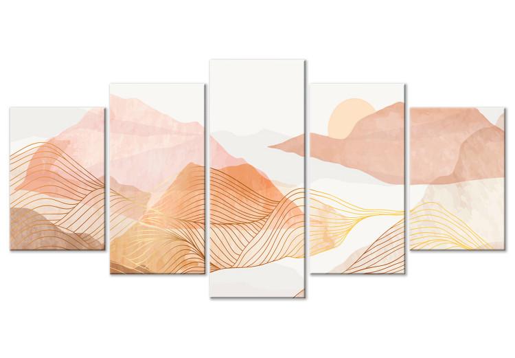Canvas Print Subtle Landscape - Composition in Pastel Shades of Pink and Beige