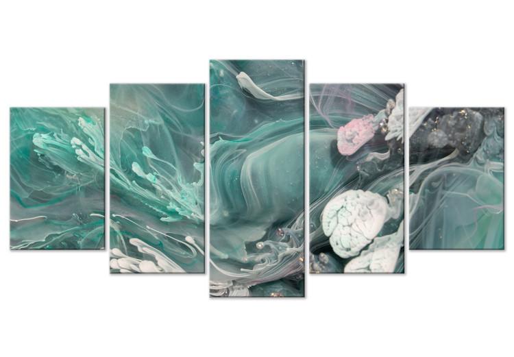 Canvas Print Turquoise Abstraction - Spots of Delicate Color Turning Into White