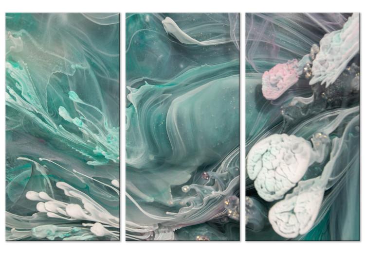 Canvas Print Turquoise Abstraction - Patches of Delicate Color Spilling Into White