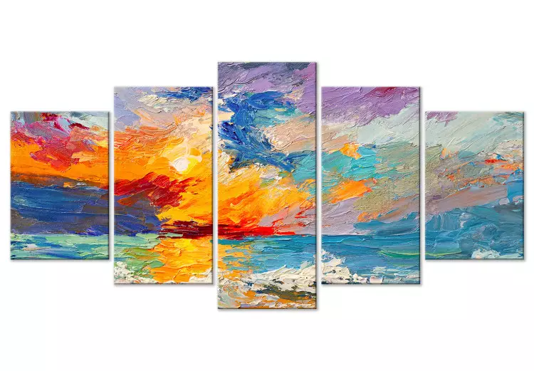 Canvas Print Seascape - Painterly Composition With the West in Vivid Colors